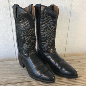 Vintage Texas All American Made Mens Black Leather Western Boot 10 EE 1200 USA